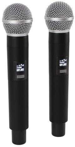 Wireless VHF Microphone, 2Pcs Professional Noise Canceling HiFi USB Rechargeable Handheld UHF Wireless Mic, Plug and Play, with Receiver