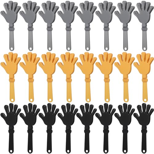 ZCYSRLQIN 24 Pcs Gold,Silver,Black Hand Clappers 7.5 Inch Clappers Noisemakers Noise Makers Party Favors Plastic Clapper Sporting Events Cheers Ball Dance Basketball Football Noisemakers