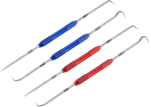 PATIKIL Hook and Pick Tool Set, 2pcs Straight 90 Degree Tip 2pcs 45 Degree Tip Full Hook Double Pointed Scriber for Removing Precision Oil Seal Gasket