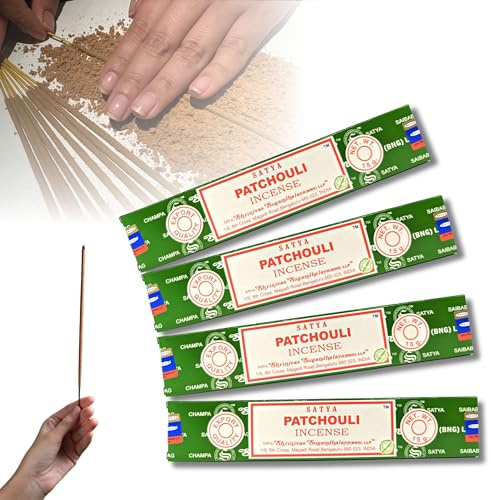 4X Räucherstäbchen Set Original Satya Verschiedene Düfte | Räucherwerk (Patchouli)