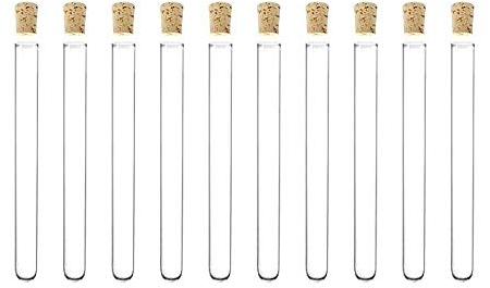 QUNINE Experiment liefert 25 Stück – 34 ml Kunststoff-Reagenzglas 20 x 150 mm mit Korkstopfen, 15,2 cm klares Geschenkröhrchen, im Laden (Größe: 20 x 150 mm)