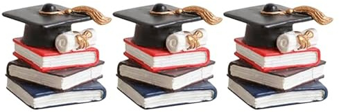 TOYANDONA Abschlusskuchendeko 3 Stück Doktorhut Mit Gestapelten Büchern Cake Topper Für Abschlussfeier 2024 Akademische Tortendekoration Und Partydeko