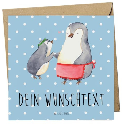 Mr. & Mrs. Panda karte personalisiert Pinguin mit Kind - Personalisierte Geschenke, Postkarte, Familie, Mama, Muttertag, Vorbild, Geschenk, Grußkarten, Grußkarte