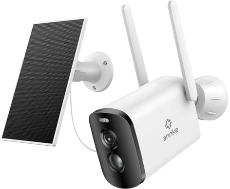 ANNKE Trådlös Wifi-kamera utomhus med solpanel, 4MP batteriövervakningskamera utomhus övervakning, färgsyn, rörelsedetektering, tvåvägsljud, Alexa stöder