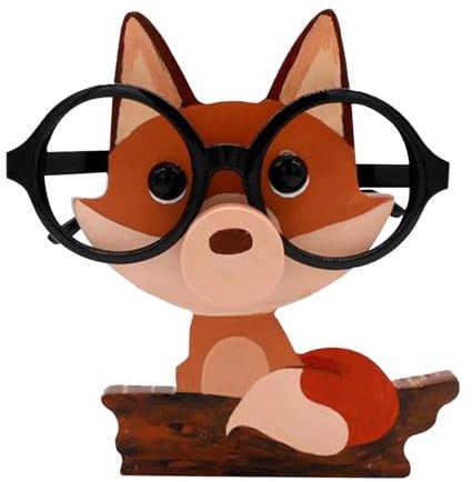 KASESSS Fuchs-Motiv Brillenhalter, Brillenständer, Brillenablage Aus Holz, Sonnenbrillen Halter, Brillenhalter Kinder, Tierischer Brillenregal, Handgefertigter 3D-Holz Brillenhalter Dekorativer