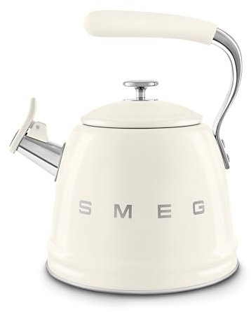 Smeg, Bollitore per Piano Cottura WKF01CR, in Acciaio Inox, Capacità 2,3L, Coperchio Removibile e Beccuccio Dosatore, Anche per Induzione, Crema