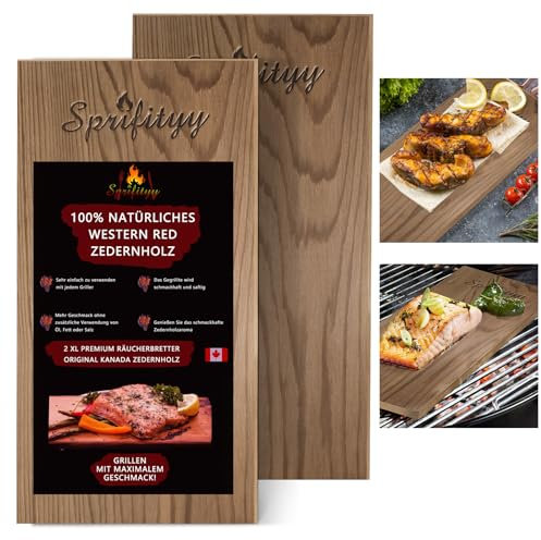 Sprifityy 2 Piezas Tablas de Cedro para Barbacoa- 100% Natural,Tablas para barbacoas,Duradera y Reutilizable,para Barbacoa Exterior.