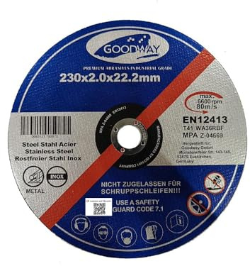Disques à tronçonner professionnels - Diamètre : 230 mm - Épaisseur : 2 mm - Pour meuleuse Flex, meuleuse à tronçonner et meuleuse d'angle - En acier inoxydable - Disques de coupe