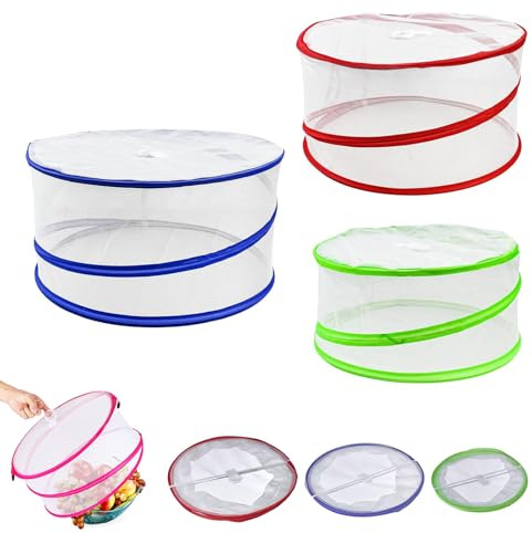 3 Piezas Cubierta Protectora Alimentos Plegable Frutero Tapa Antimoscas | Cubre Tartas 3 Tamaños Diferentes para Alimentos, Frutas, prevenir Insectos