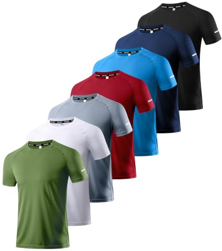 Boyzn 1, 3, 5 or 7er Pack Sport Tshirts Herren Kurzarm T-Shirts Funktionsshirt Laufshirt Schnelltrocknend Atmungsaktive Sport Shirt Sommer Fitnessshirt Trainingsshirt für Running Workout Bodybuilding