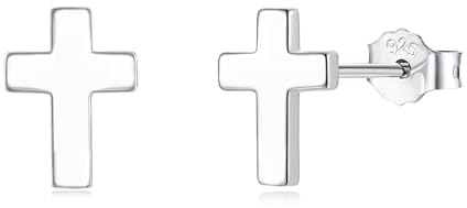 Deyanse 925 Sterling Silber Ohrstecker, Flach Kreuz Ohrstecker für Damen Mädchen, Hypoallergen Ohrringe Silber Stecker, Knorpel Schlafen Ohrringe Klein, Modische Ohrschmuck zu Geburtstag