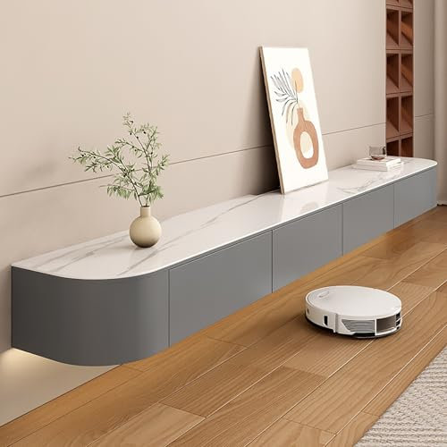 Moderner schwebender TV-Schrank mit Schubladen, Wandmontage, TV-Ständer für Wohnzimmer, Holz, TV-Konsole mit Media-Wandeinheit, ideal für Schlafzimmer, stilvolle TV-Wandschränke
