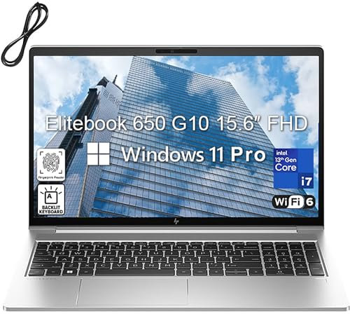 HP Elitebook 650 G10 15,6 pollici FHD Business Laptop Computer, 13th Gen Intel 10-Core i7-1355U, 32GB DDR4, 1TB SSD, WiFi 6E, BT 5.3, retroilluminato KB, lettore di impronte digitali, Windows 11 Pro