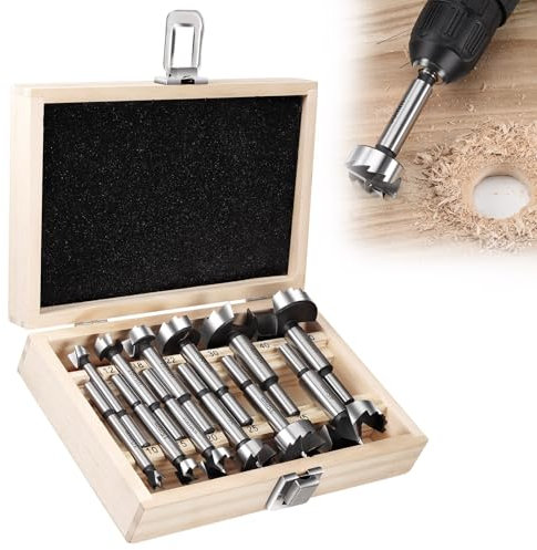 eROOSY 12PCS Wood Hole Cutter Drill Bit Set, 10-50mm Forstner Drill Bit Set for Hardwood, Softwood, Plastic, Plywood with Storage Case