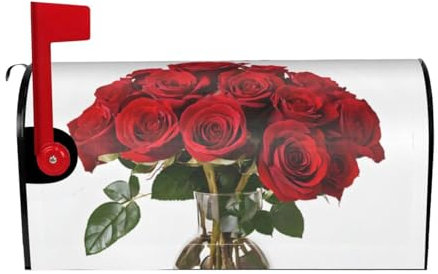 Rose Print Mailbox Cover Durable Oxford Cloth for American Standard & Large Size Mailboxes