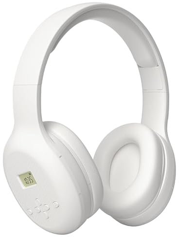 Portable Personal FM Headphones,Rechargeable and Portable Headset,Over Ear Headphone with Soft Ear Muff, FM Headset Radio for Walking, Jogging,Powered by 2 AAA Batteries(Not Included) (White)