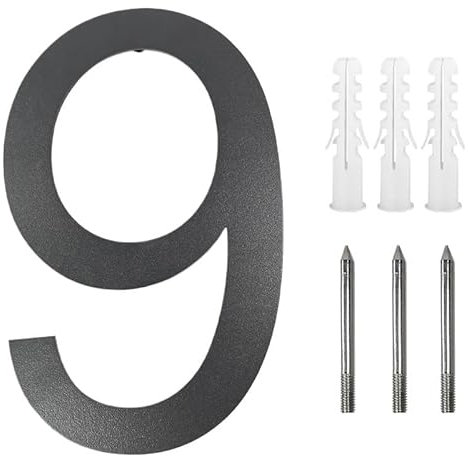Numero Civico Esterno Numeri civici esterni in acciaio inossidabile digitale #0-9 alfabeto for porta numero civico esterno 5~6 pollici numeri indirizzo targa segnaletica Numeri Civici Esterni(Number 9