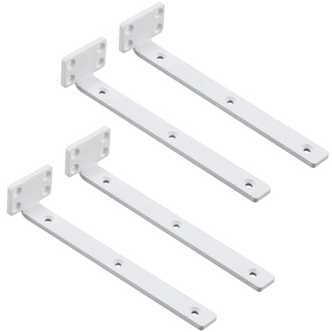 Mooche Lot de 4 Supports d' Étagère Flottants, 20 x 5 CM, Blanc | Équerre Étagere Durable et Pratique, Equerre Etagere Murale avec Vis
