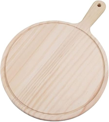 Tagliere rotondo in legno per pizza con manico, supporto per formaggi, piatto da portata, ideale per pizza, pane e torte