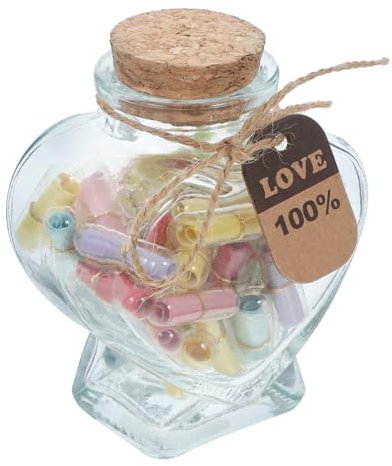 Mipcase Bocaux Cœur Petits Avec Couvercle Liège Bouteilles Verre Cœur Messages Secrets Amour Décoratif Charmant
