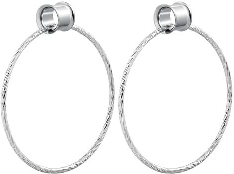 KnBoB Ohr Tunnel 6-20mm (1 Paar) - Edelstahl Double Flared Plug mit Gedrehten Creolen, Rosegold & Silber - Ohr Expander für Damen, Piercing Schmuck