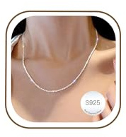 Avotto Collier femme en argent sterling S925 avec diamants de 2 mm, délicat et hypoallergénique, collier chaîne en argent pour femme 40, 45, 50, 56, 61 cm, 20 inch(50 cm) Matinee Length, diamant en