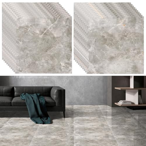 LUFEIS Self Adhesive Floor Tiles, 20 Pack 30 x 30cm Peel and Stick Marble Effect Vinyl Floor Tiles, Waterproof Marble Tile Stickers for Bathroom Kitchen Living Room, 2mm Thickness