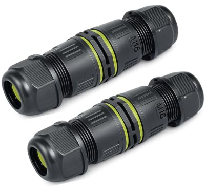 DOMIRA Waterproof IP68 Cable Connector – Outdoor Electrical Wire Connector, Screw Crimping, 400V/25A, Flame Retardant, PA66 Nylon, for 7-10mm Cable Pack of 2
