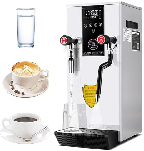 Mousseur à lait, 2 200 W, appareil à vapeur professionnel, 12 L, automatique, avec écran LED, chauffage rapide pour café, lait, thé au lait, maison/café, blanc