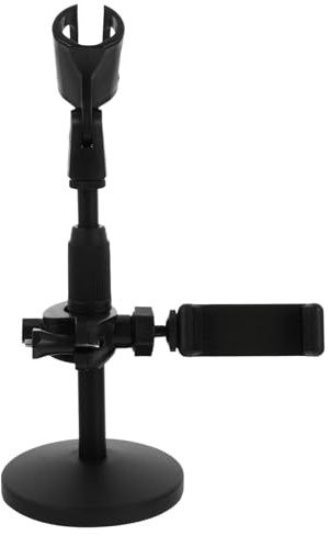 DECORNIJIA Microphone Mount Metal Desktop Table Stand Phone to and Adjustable Mic with Multi-functional Holder for, Easy Sturdy Live Stream Recording