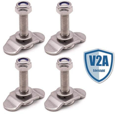 4x Schraubfitting Airlineschiene EDELSTAHL V2A M8x30 Endbeschlag für Zurrschienen Fitting Verschraubung Airline