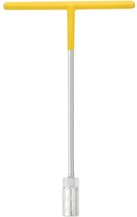sourcing map T-Handle Wrench Socket 16mm 6-Point Metric Socket with Long Reach Chrome Vanadium Steel for Motorcycle Bicycle Car Repair, Silver-Yellow