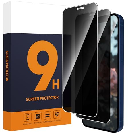 Carantee 2 Stück Schutzfolie für Panzerglas für iPhone 12/12 Pro(6,1 Zoll) Sichtschutz, 9H Härte Sichtschutzfolie, 2,5D Blasenfrei, HD Privatsphäre Anti-Spy iPhone 12 Displayschutz Blickschutzfolie