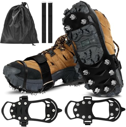 Schhukrallen und Antirutsch Spikes, Anti-rutsch Schuhspikes, 10 Edelstahl Spikes Schuhe, für Schuhe Winter, Mann Frau Erwachsene Kinder Fit für Wandern Trail Running Eisfischen