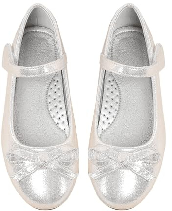 Bröllopsskor barn flickor – klädskor gnistrande sandaler balettskor eleganta flickskor lätta skolskor fashionabla flickskor med justerbart spänne för fest klänning, silver, 29 EU