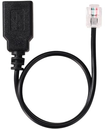 BTFO RJ11 zu USB Adapter Kabel, 30cm RJ11 6P4C Stecker zu USB Buchse Kabel Verbinder für Telefon Kommunikation Faxgerät Modems (Schwarz)