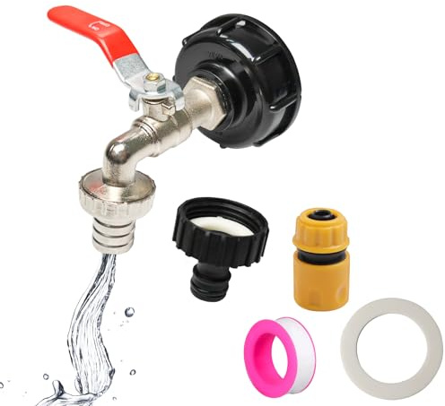 Ensemble de robinet IBC, adaptateur de réservoir S60x6 avec robinet 3/4 pouces, raccord standard et raccord rapide pour conteneurs IBC de 1000L