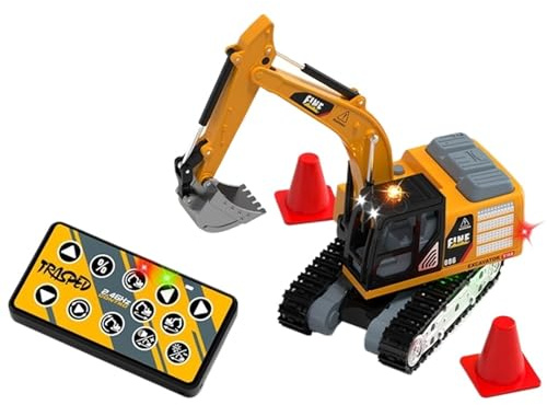 Générique Pelle RC 2,4 GHz en Alliage, Fonction lumière sonore, échelle 1:64, Rotation à 270°, chenilles en Caoutchouc épais, réglage à 3 Vitesses, démo Automatique, Chargement USB 14+