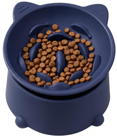 Lokideer Silikon Katzennapf erhöht, Anti Schling geneigter Napf Katze Erhöht, Futternapf Katze für Nass- & Trockenfutter, Slow Feeder Nassfutter für Katzen und Kleine Hunde