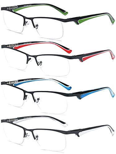 VEVESMUNDO Herren Metall Lesebrillen Halbrand Sportlich Design Hochwertige Computerbrille Halbrahmen Lesehilfen Brillen +1.0 +1.5 +2.0 +2.5 +3.0 +4.0