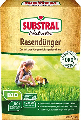Substral Naturen Bio Rasendünger, 2,8kg für bis zu 80 m²- organischer Volldünger, 3 Monate Langzeitwirkung, alle Rasenarten