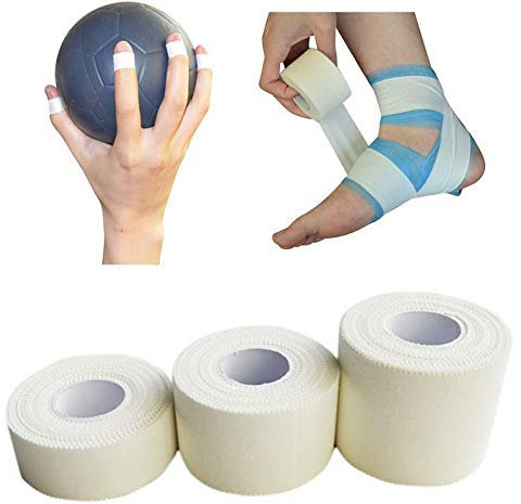Bandage adhésif élastique – Bande de cerclage athlétique solide pour soutien articulaire, confortable, sport, rugby, football pour stabilisation (1 pièce, 10 cm x 4,5 m, blanc)