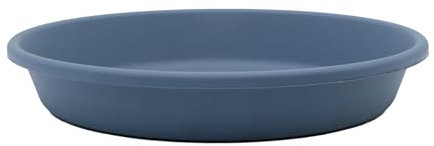 The HC Companies Sottovaso rotondo in plastica, classico, 32 cm, per vasi da interni ed esterni, 31,8 x 31,8 x 5,4 cm, colore: blu ardesia