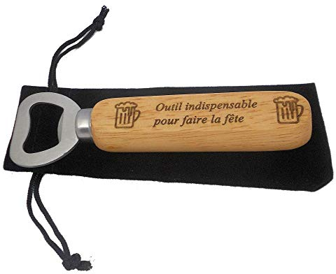 Décapsuleur Manche en Bois Gravé Bière Outil Indispensable pour Faire La Fête Bijou Femme Et Homme