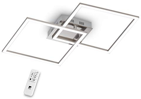 EGLO LED Deckenleuchte Palmaves 2 dimmbare Design | Deckenlampe mit Fernbedienung, Lampe Decke Wohnzimmer aus Metall in Silber und Kunststoff in Weiß, warmweiß – kaltweiß