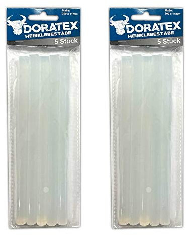 Doratex 10 Stück Heißklebestäbe für Heißklebepistole Ø11mm Transparent