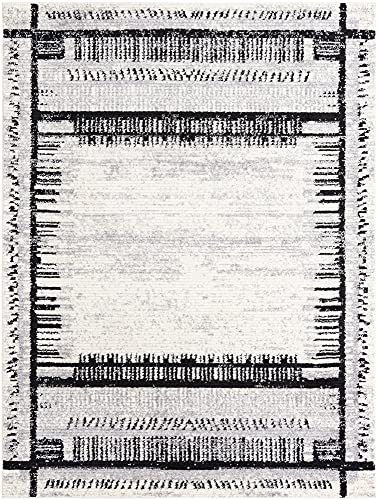 Rugs.com Tagine Collection Rug – 9' x 12' Black and White Medium-Pile Rug Perfect for Living Rooms, Kitchens, Entryways