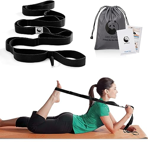Slim Panda Yogagürtel Stretchband mit 10 Schlaufen nicht elastisch, 180 cm Dehnungsband für Physiotherapie Yoga Dehnung, Pilates Rehabilitation Flexibilität