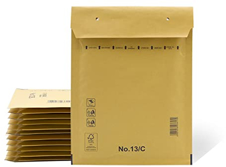 Påsar med inre bubbelpapper i polyeten, brun färg, fraktpåsar med kapacitet för dokumentförvaring - Offituria (10 kuvert, 180 x 260 mm)