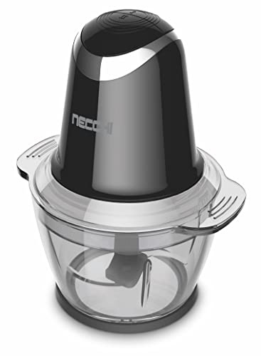 Necchi - NMC363AK-CB Tritatutto elettrico premium, chopper, Potenza 500W, ciotola in vetro da 0.5L, Lama in acciaio, Anello antiscivolo per la stabilità del tritatutto